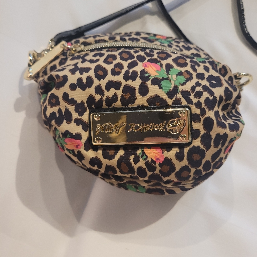 Betsey Johnson Leopard Print Crossbody Bag with Neon Accents